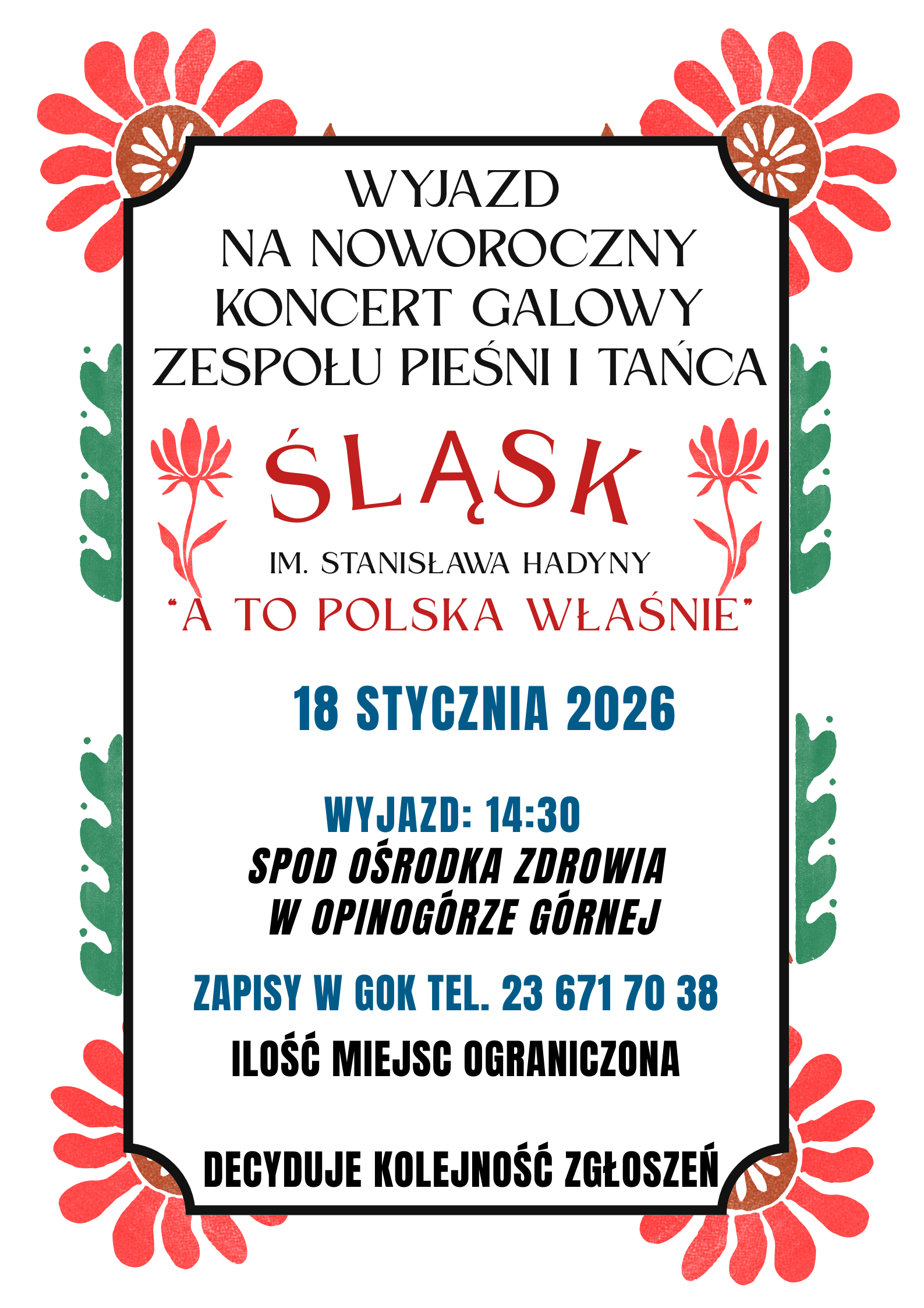 plakat-wyjazd na&nbsp;koncert zespołu Śląsk