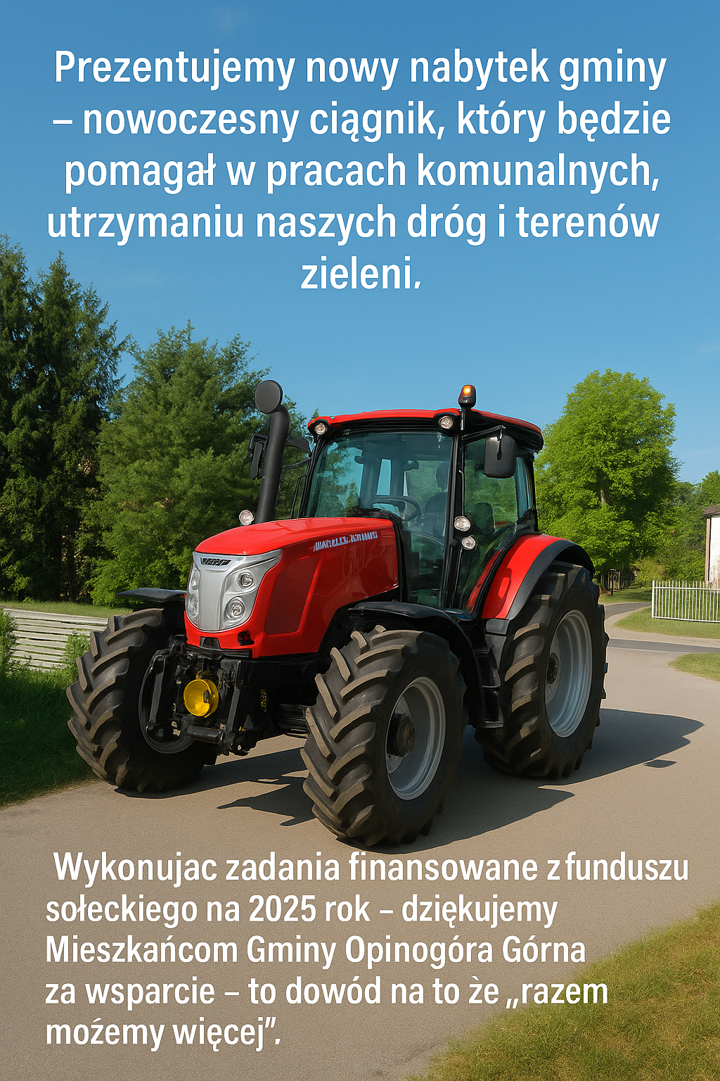 Nowy ciągnik na&nbsp;wyposażeniu Gminy Opinog&oacute;ra G&oacute;rna